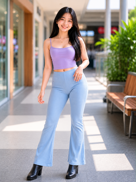 XDM-Chic Everyday Terno Set – Double-Lined Crop Top & Ribbed Flare Pants