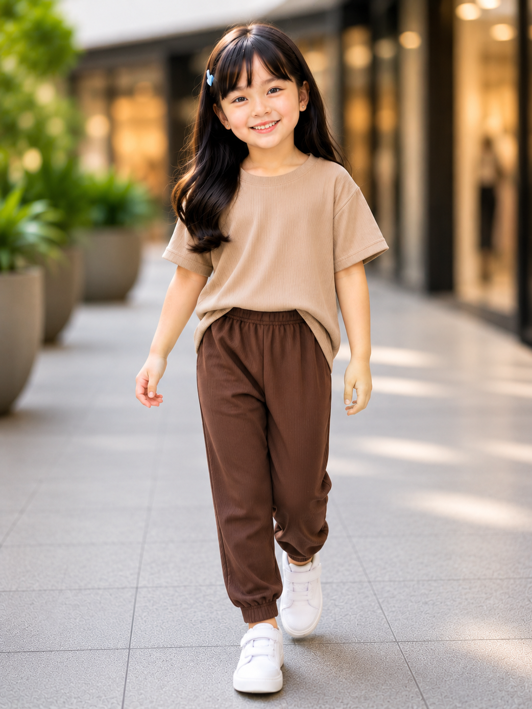 XDM-Kids Ribbed Cotton Knitted Terno Set | Soft Stretch Co-Ord Outfit with Ankle Cuffs | Best Fit for 5-8 Years Old