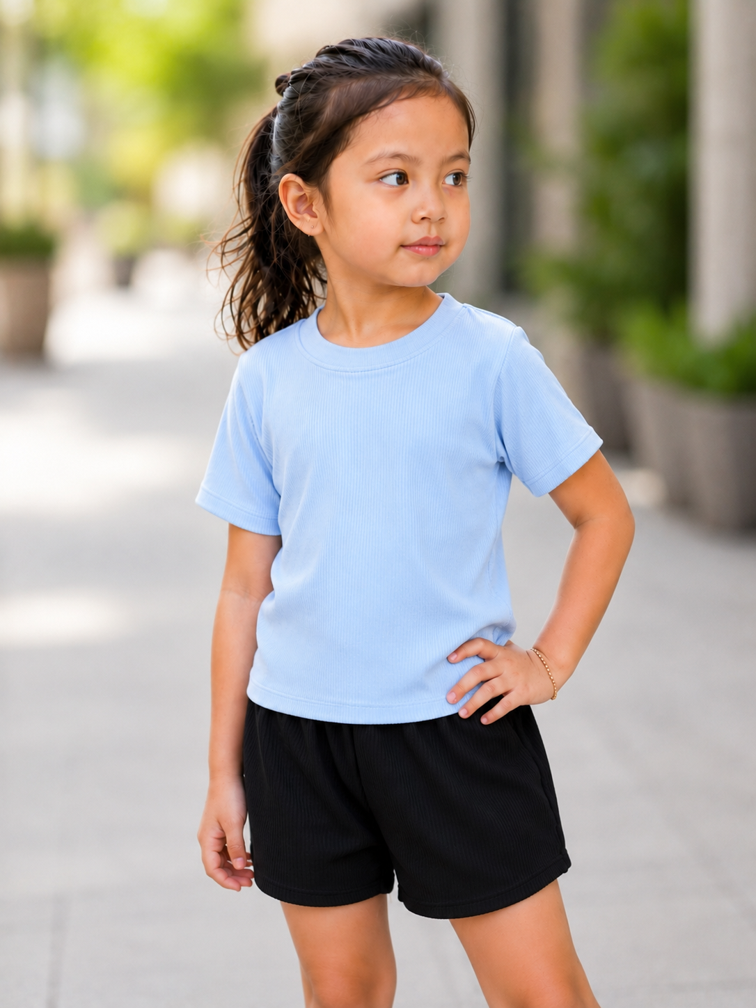 XDM-Kids Cotton Knitted Terno Set | Soft Stretch Ribbed Tee + Comfy Shorts