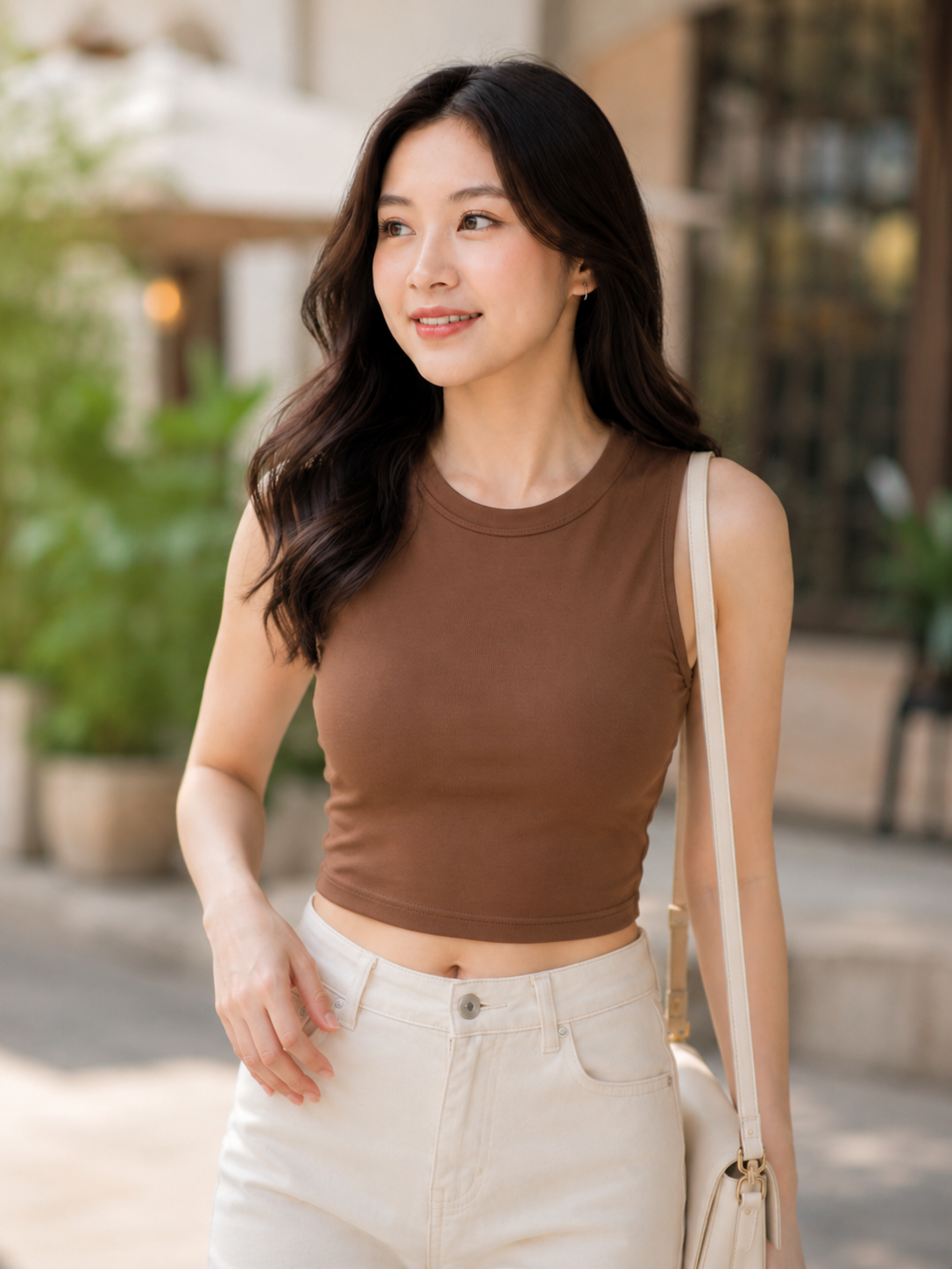 XDM-Premium Cotton Spandex Sleeveless Crop Top for Women
