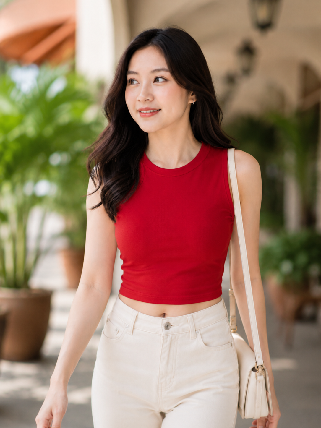 XDM-Premium Cotton Spandex Sleeveless Crop Top for Women
