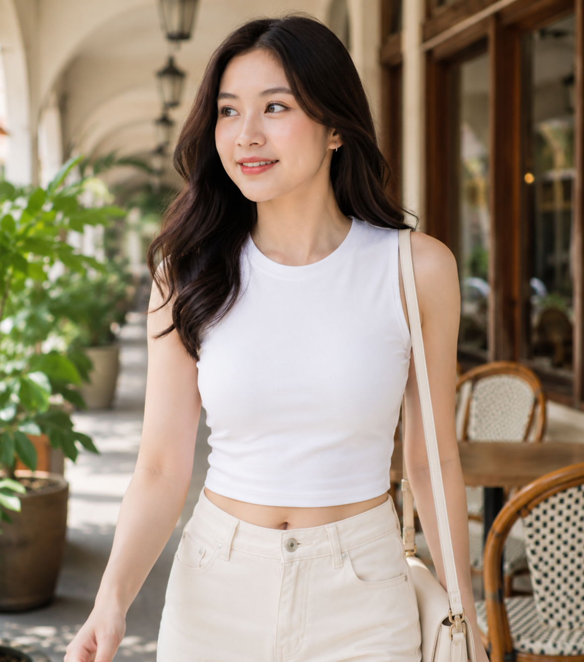 XDM-Premium Cotton Spandex Sleeveless Crop Top for Women