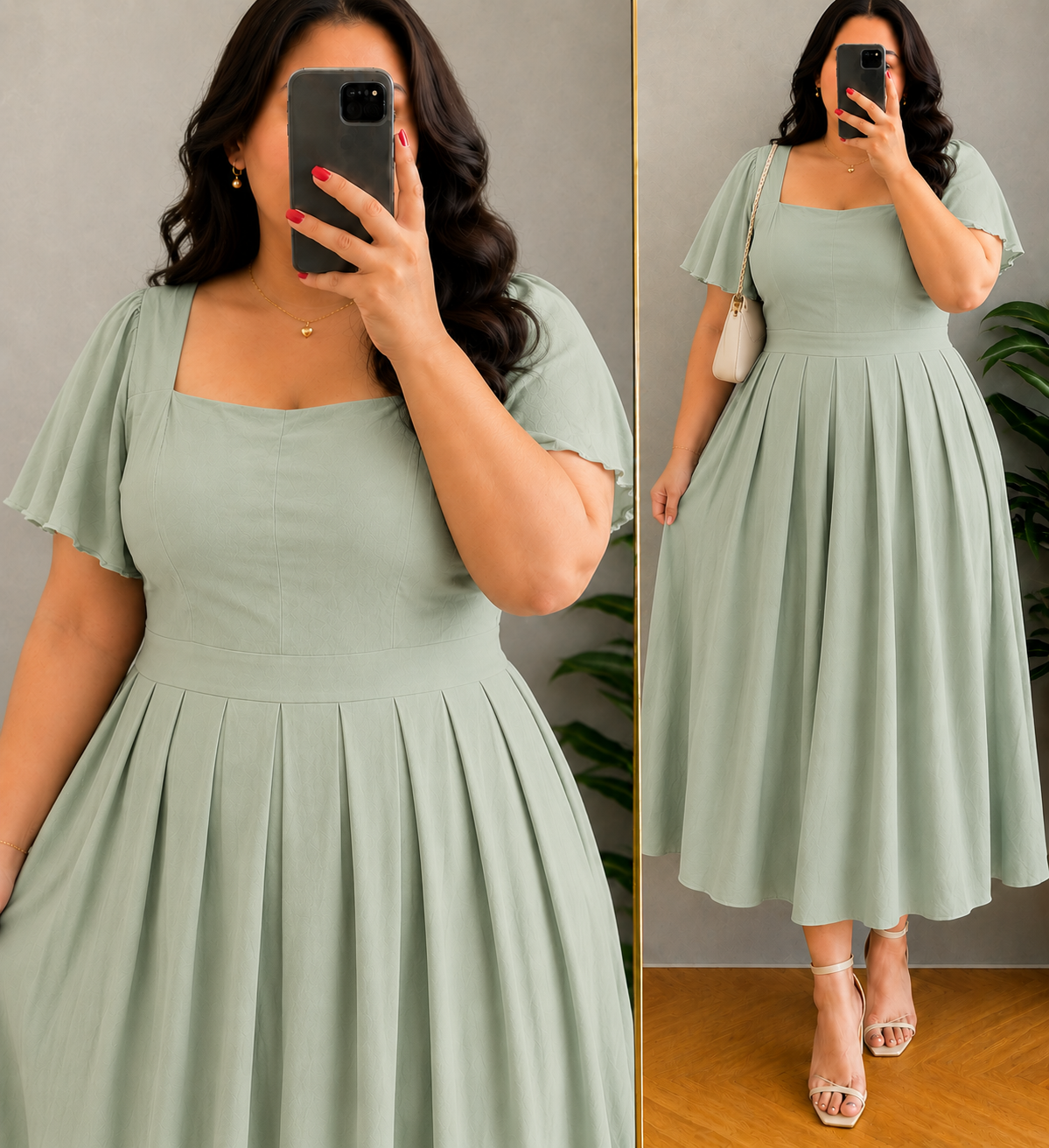 XDM-Celeste Premium Soft Linen Flare Dress | Classy Midi Dress for Women