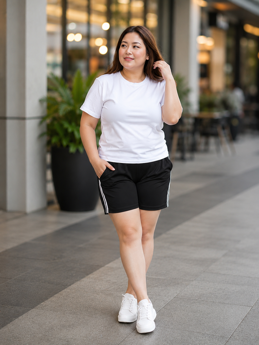 XDM-Korean-Inspired Plus Size Terno Set | Stretch Cotton Spandex Shirt + Premium Yonex Shorts