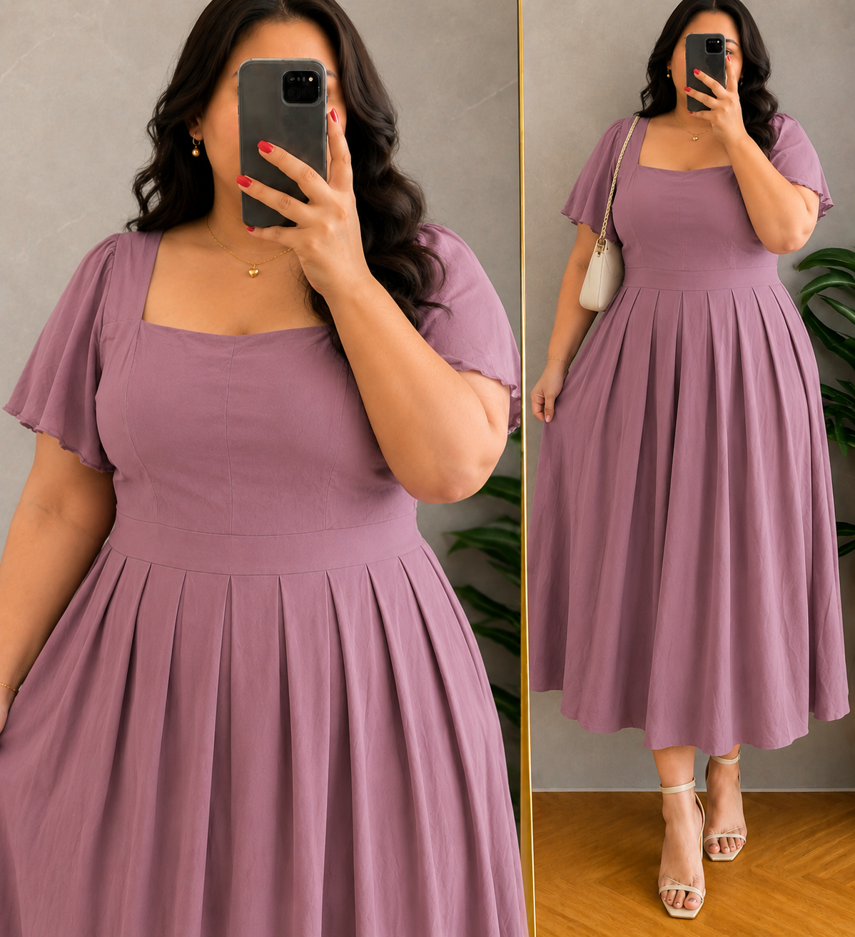 XDM-Celeste Premium Soft Linen Flare Dress | Classy Midi Dress for Women