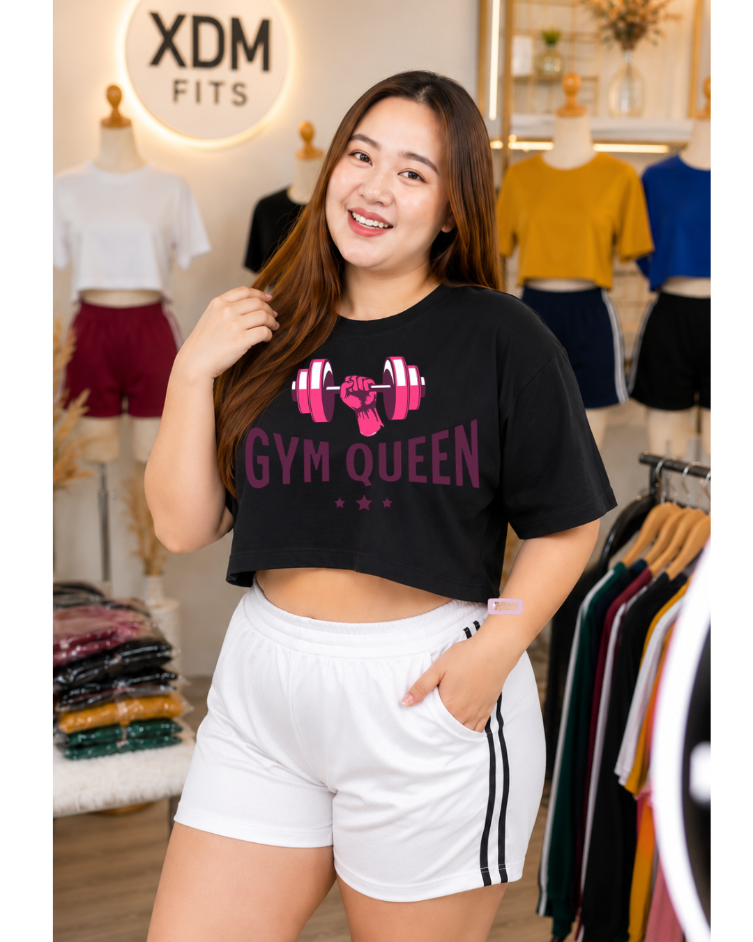 XDM-Girl Power Cotton Spandex Crop Top with Yonex Shorts | Plus Size Terno Set