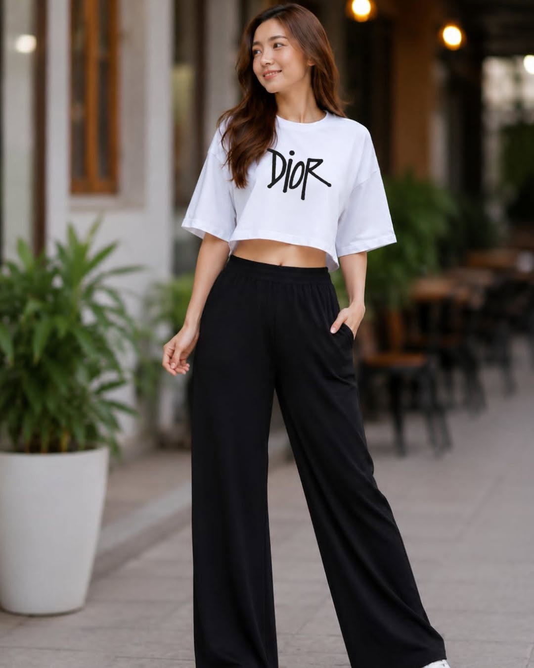 XDM-Chic Comfort Cotton Spandex Cropped Tee & Wide-Leg Lounge Pants Terno SetXDM-Chic Comfort Cotton Spandex Cropped Tee & Wide-Leg Lounge Pants Terno Set