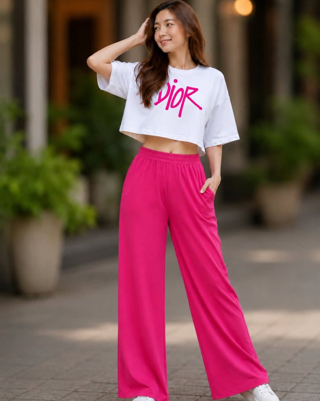 XDM-Chic Comfort Cotton Spandex Cropped Tee & Wide-Leg Lounge Pants Terno SetXDM-Chic Comfort Cotton Spandex Cropped Tee & Wide-Leg Lounge Pants Terno Set
