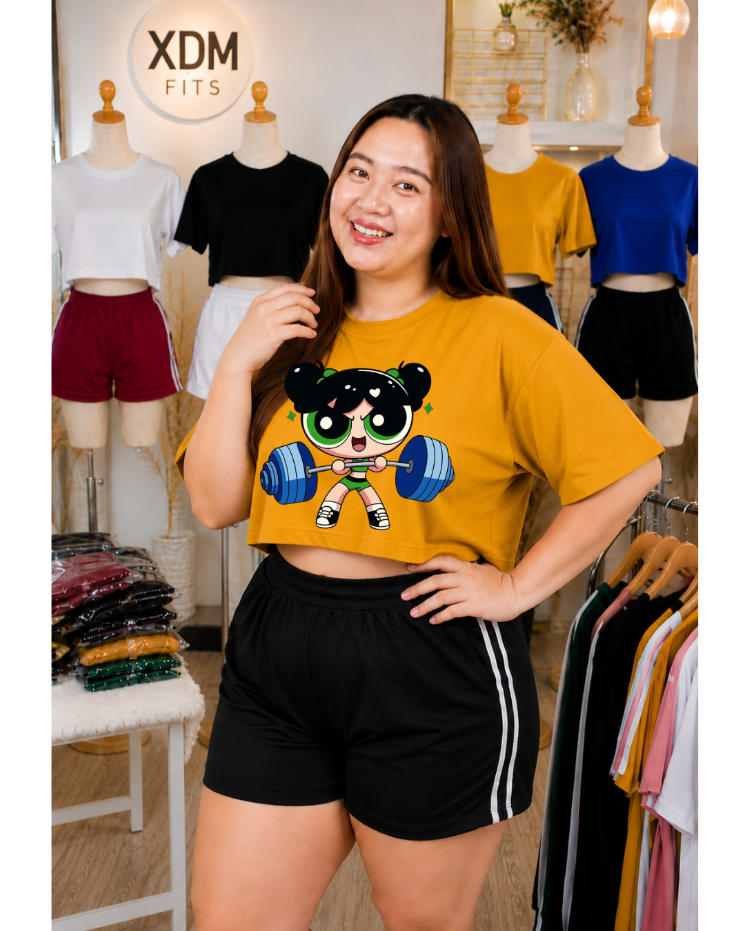 XDM-Girl Power Cotton Spandex Crop Top with Yonex Shorts | Plus Size Terno Set