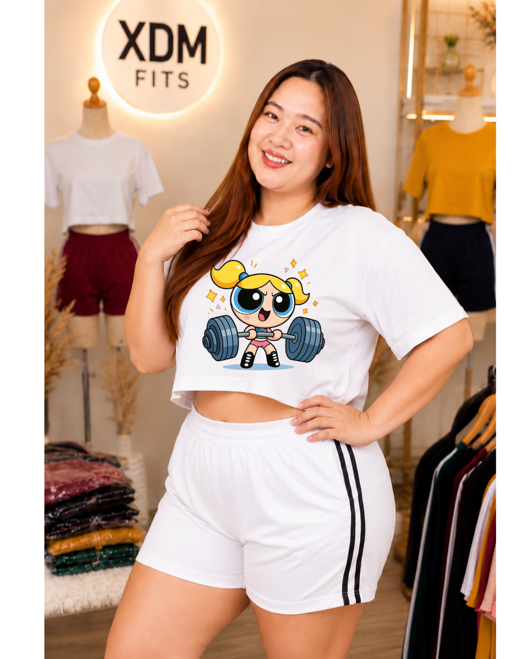 XDM-Girl Power Cotton Spandex Crop Top with Yonex Shorts | Plus Size Terno Set