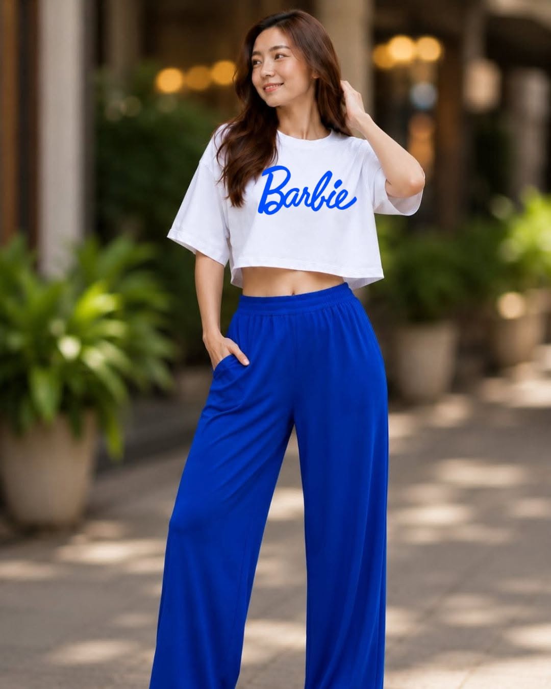 XDM-Chic Comfort Cotton Spandex Cropped Tee & Wide-Leg Lounge Pants Terno SetXDM-Chic Comfort Cotton Spandex Cropped Tee & Wide-Leg Lounge Pants Terno Set