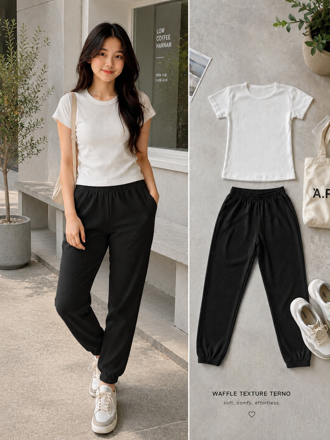 XDM- Everyday Waffle Terno Set | Soft & Comfy Full-Length Top + Jogger Pants