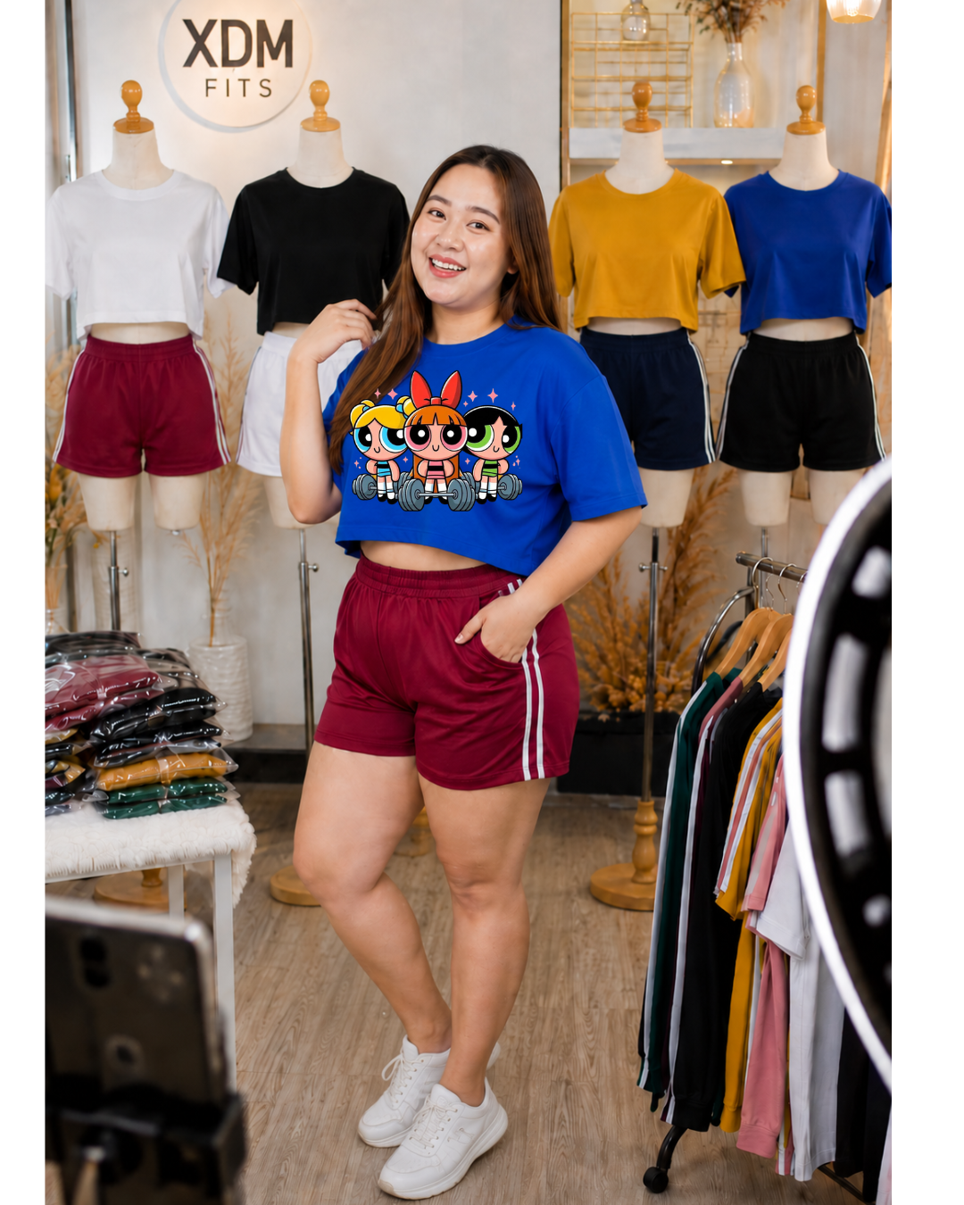 XDM-Girl Power Cotton Spandex Crop Top with Yonex Shorts | Plus Size Terno Set