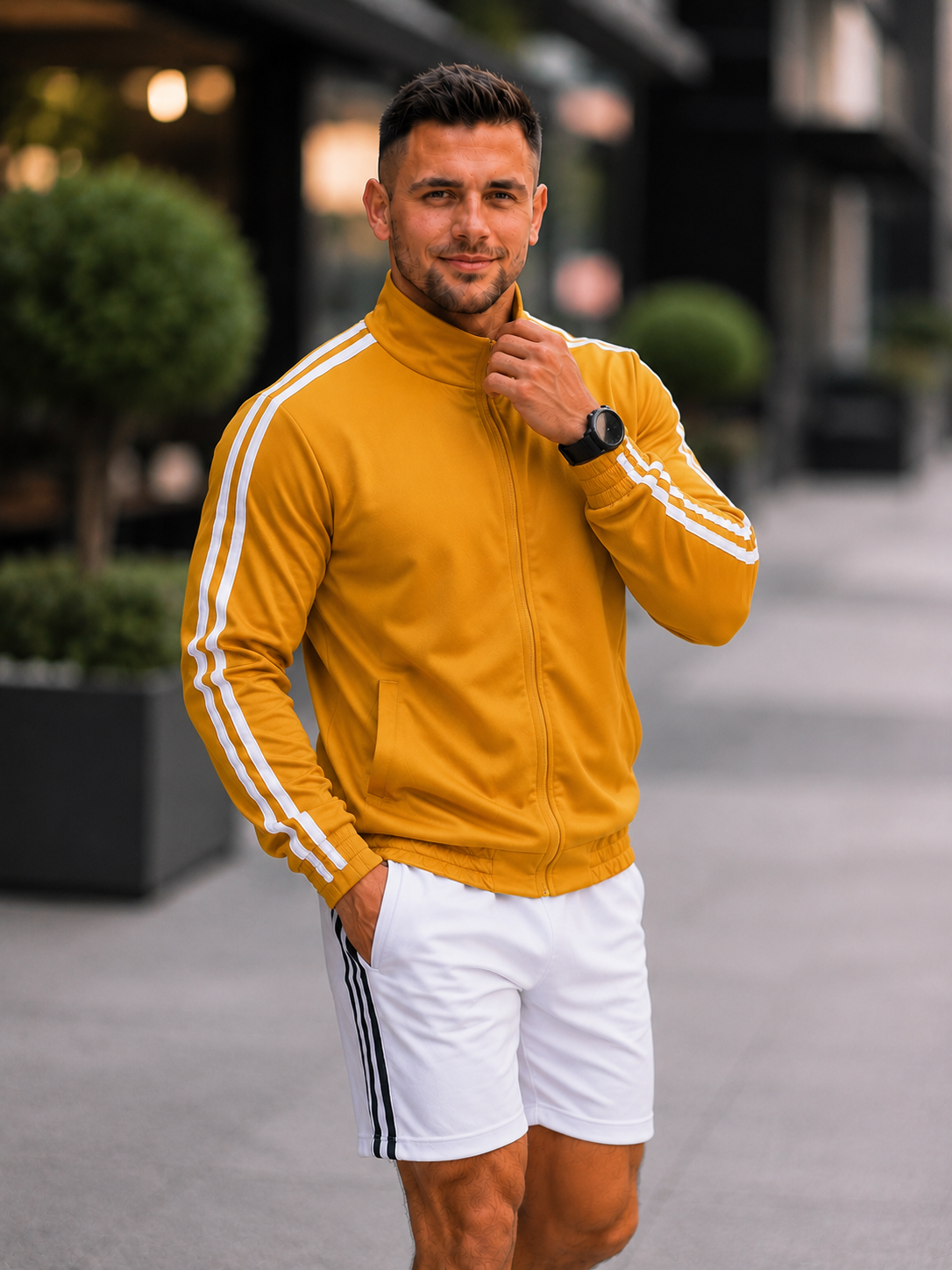 XDM-Men's Premium  Sports Tracksuit Set | Zip-Up Jacket + Athletic Shorts