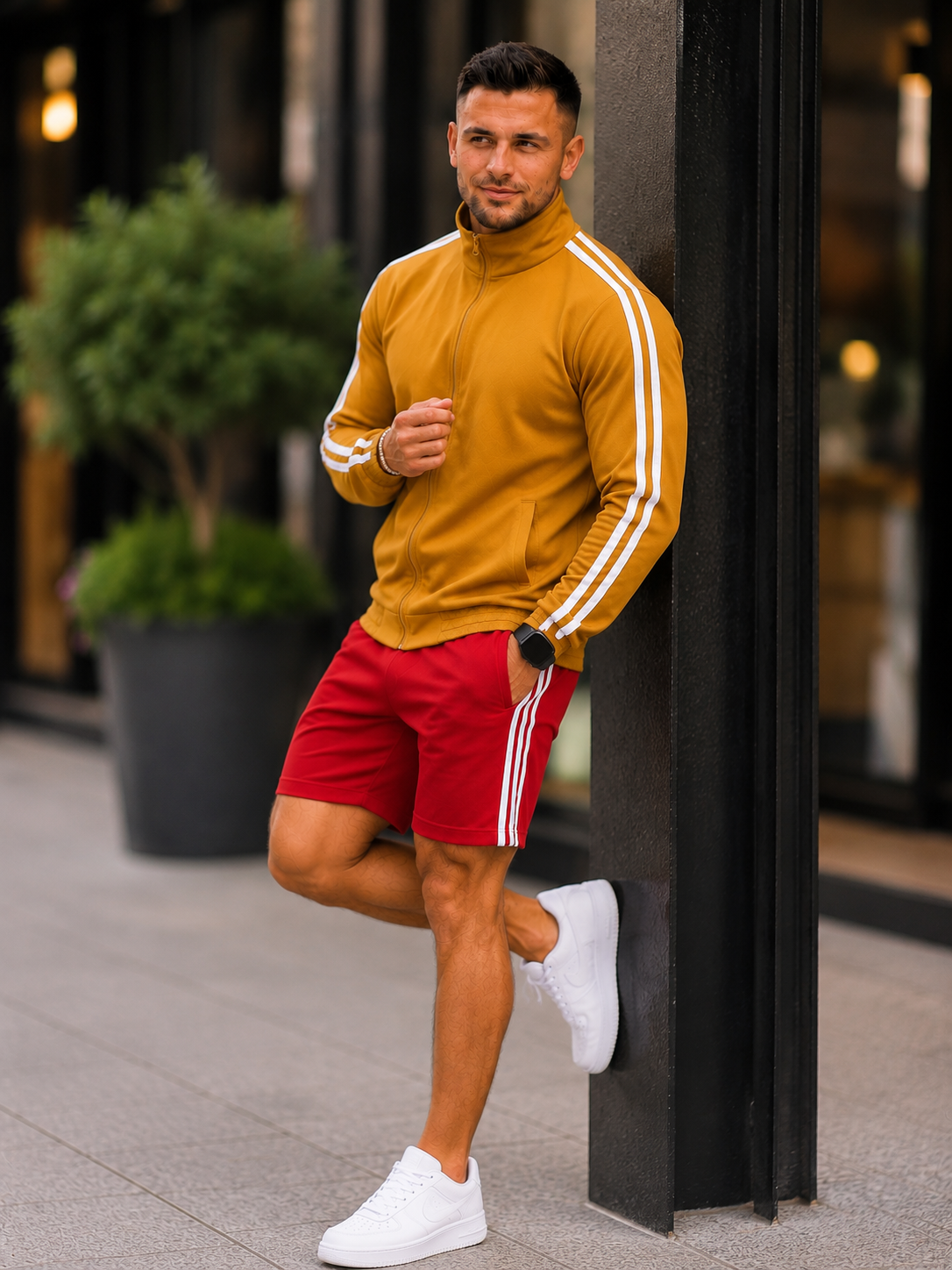 XDM-Men's Premium  Sports Tracksuit Set | Zip-Up Jacket + Athletic Shorts