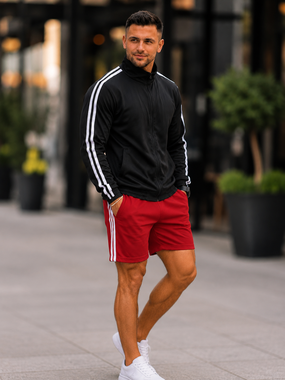 XDM-Men's Premium  Sports Tracksuit Set | Zip-Up Jacket + Athletic Shorts