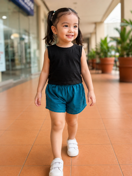 XDM-Kids Comfy  Set | Cotton Spandex Top + Cotton Linen Shorts