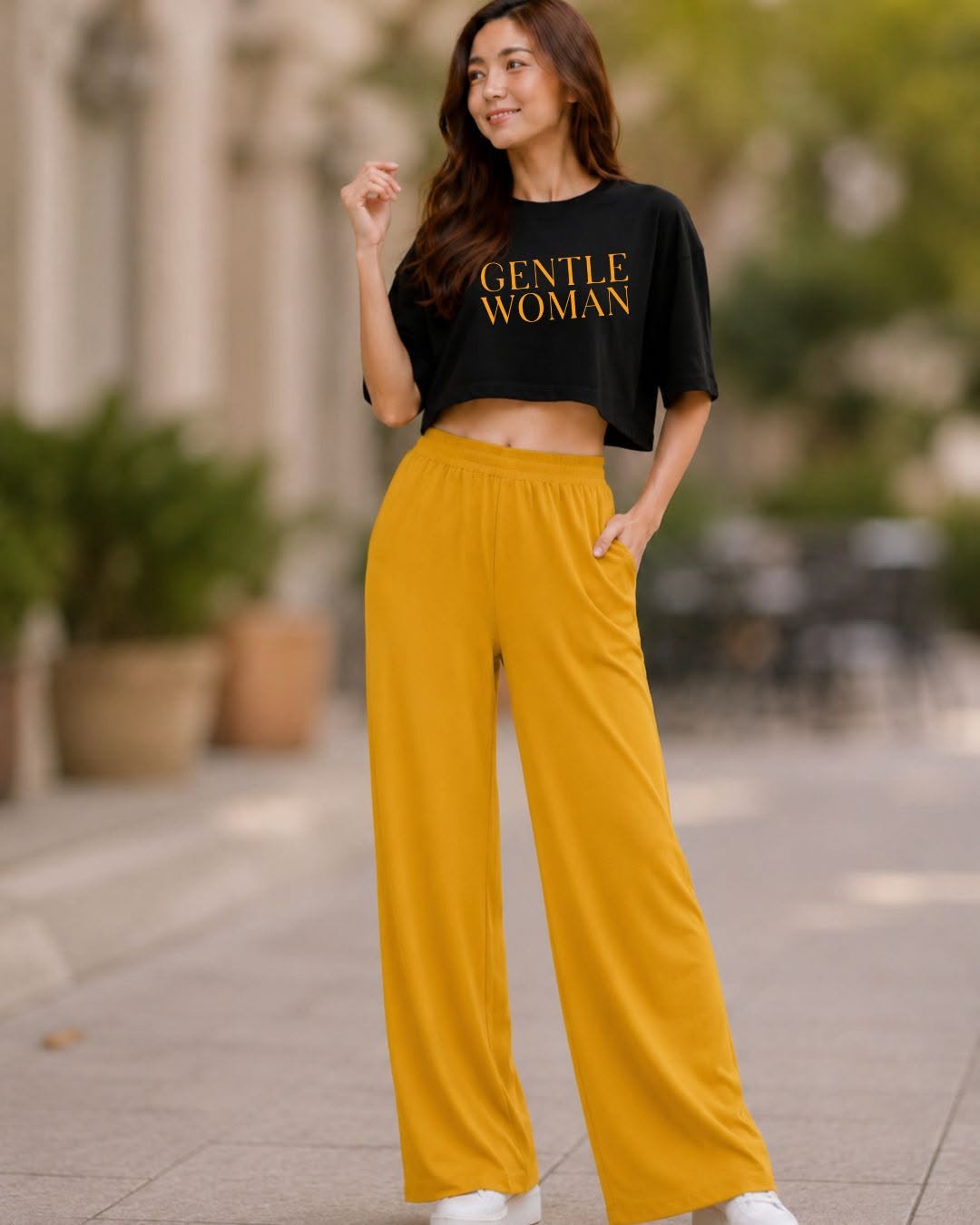 XDM-Chic Comfort Cotton Spandex Cropped Tee & Wide-Leg Lounge Pants Terno SetXDM-Chic Comfort Cotton Spandex Cropped Tee & Wide-Leg Lounge Pants Terno Set