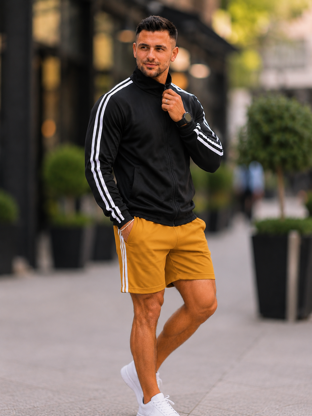 XDM-Men's Premium  Sports Tracksuit Set | Zip-Up Jacket + Athletic Shorts