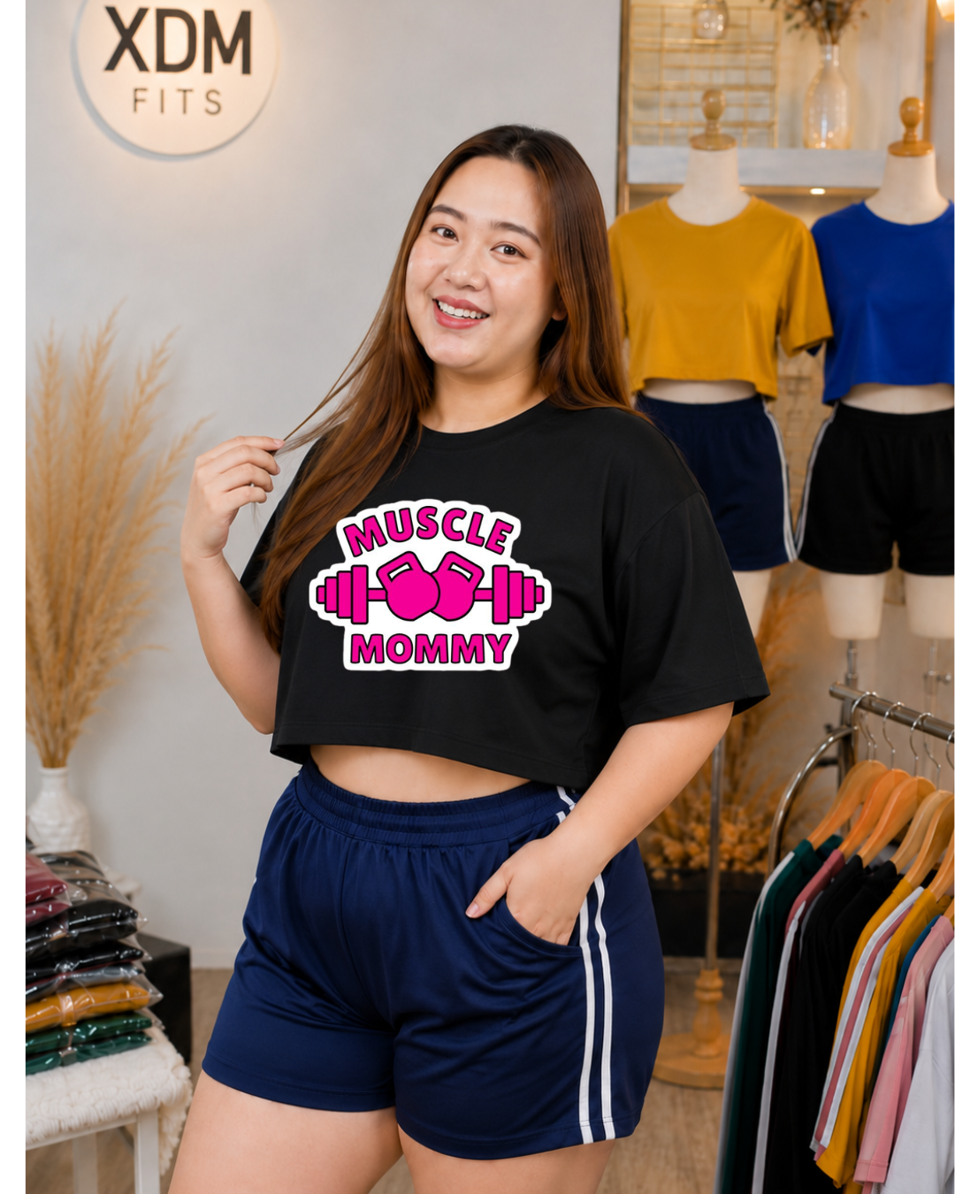 XDM-Girl Power Cotton Spandex Crop Top with Yonex Shorts | Plus Size Terno Set