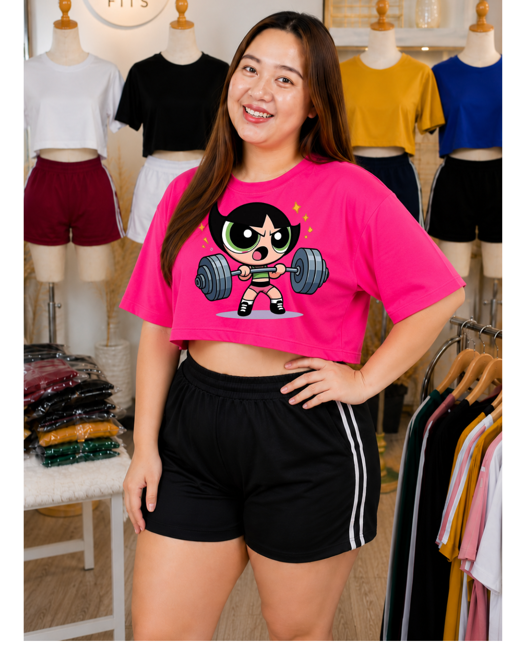 XDM-Girl Power Cotton Spandex Crop Top with Yonex Shorts | Plus Size Terno Set