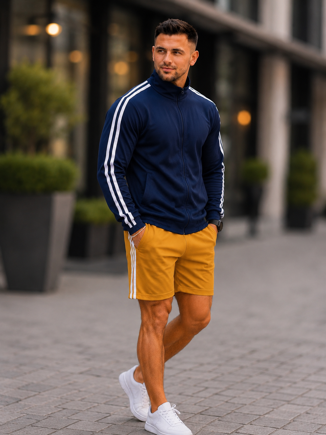 XDM-Men's Premium  Sports Tracksuit Set | Zip-Up Jacket + Athletic Shorts
