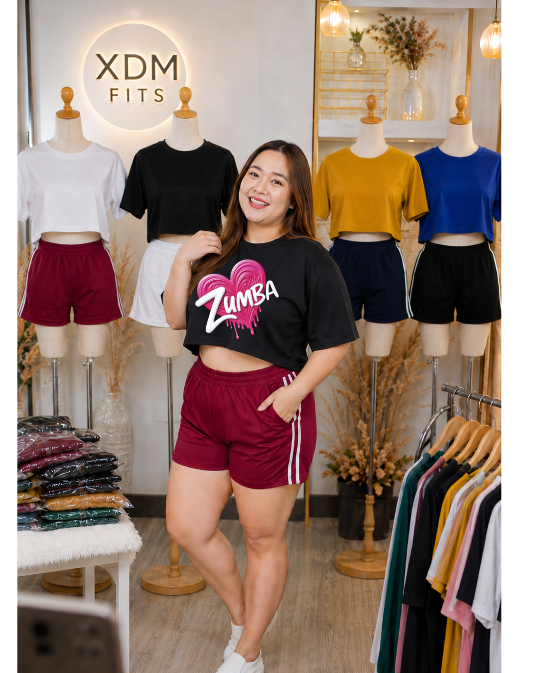 XDM-Girl Power Cotton Spandex Crop Top with Yonex Shorts | Plus Size Terno Set