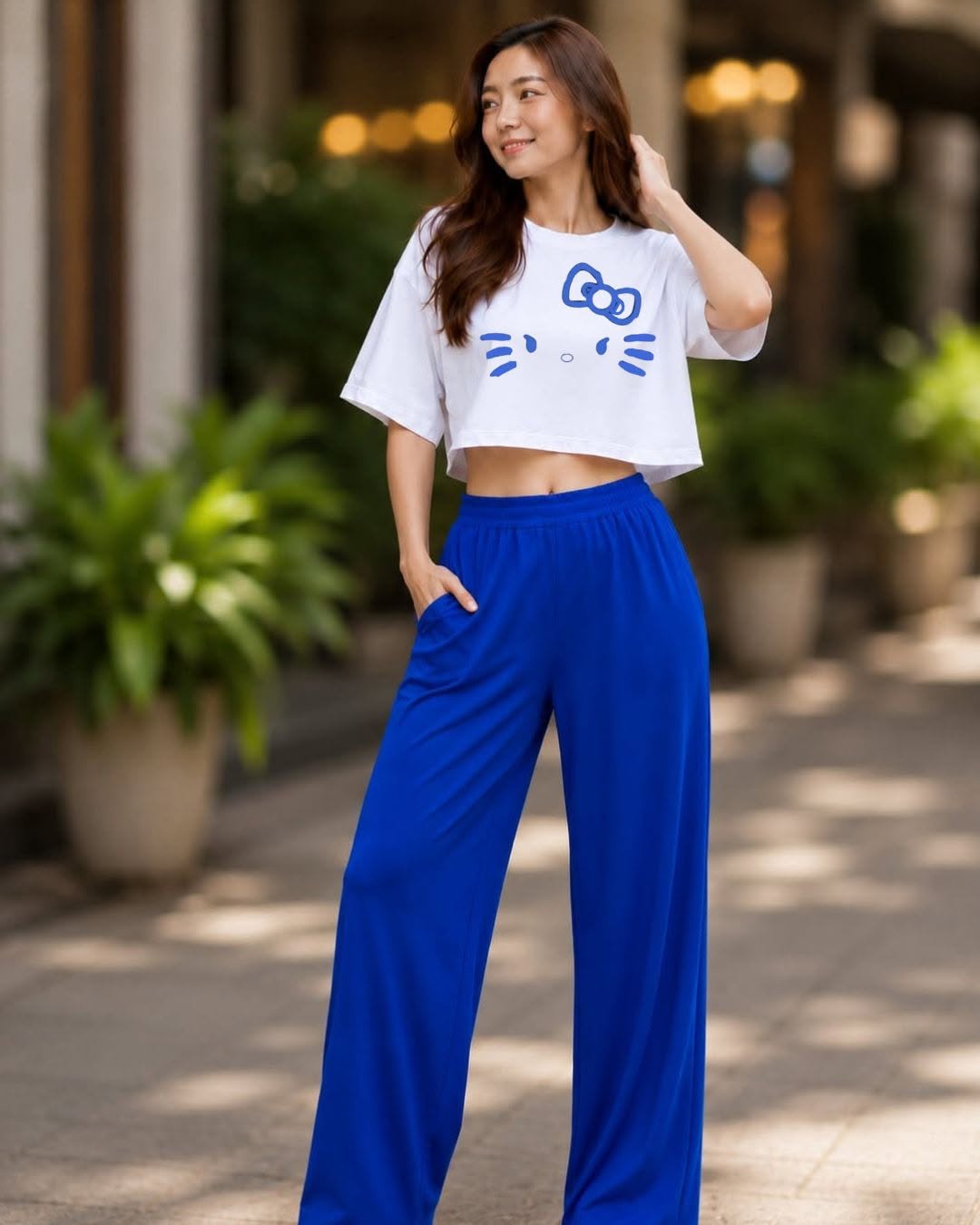 XDM-Chic Comfort Cotton Spandex Cropped Tee & Wide-Leg Lounge Pants Terno SetXDM-Chic Comfort Cotton Spandex Cropped Tee & Wide-Leg Lounge Pants Terno Set