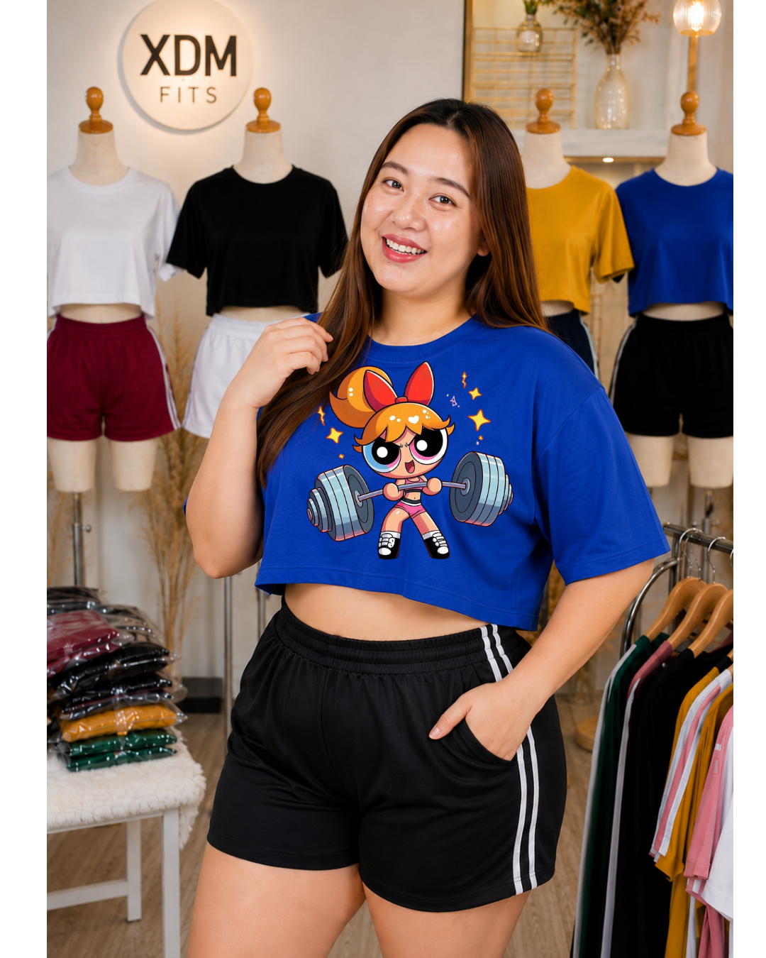 XDM-Girl Power Cotton Spandex Crop Top with Yonex Shorts | Plus Size Terno Set