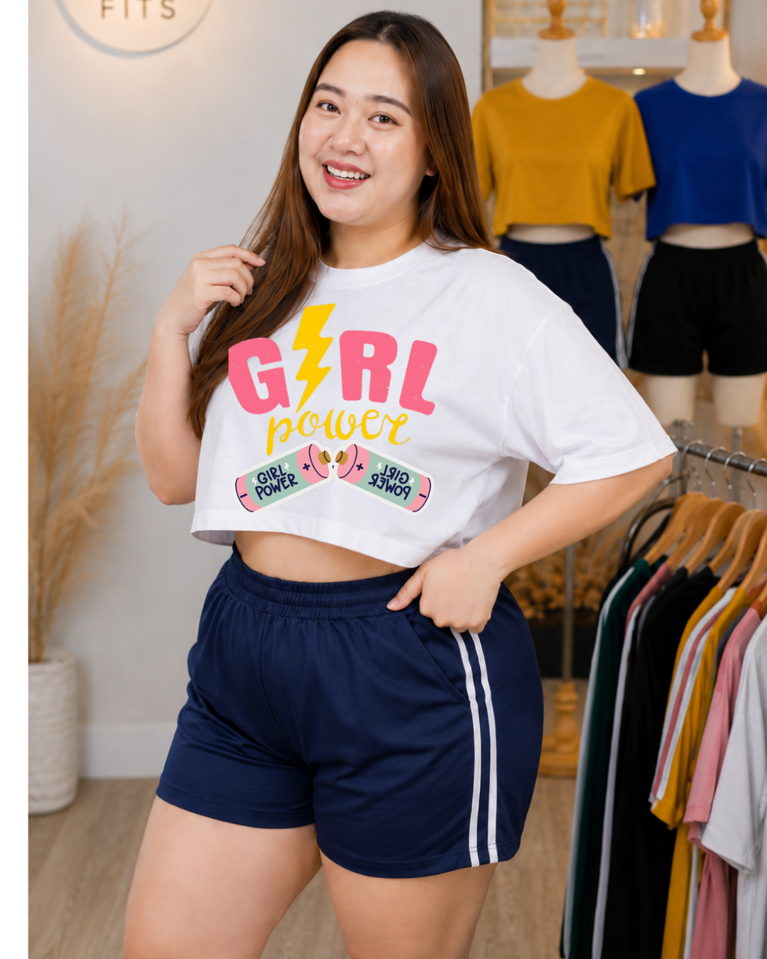 XDM-Girl Power Cotton Spandex Crop Top with Yonex Shorts | Plus Size Terno Set