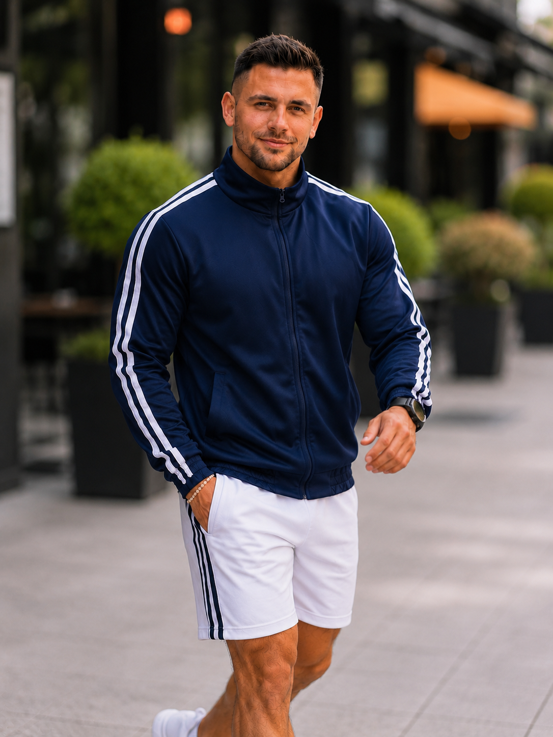 XDM-Men's Premium  Sports Tracksuit Set | Zip-Up Jacket + Athletic Shorts