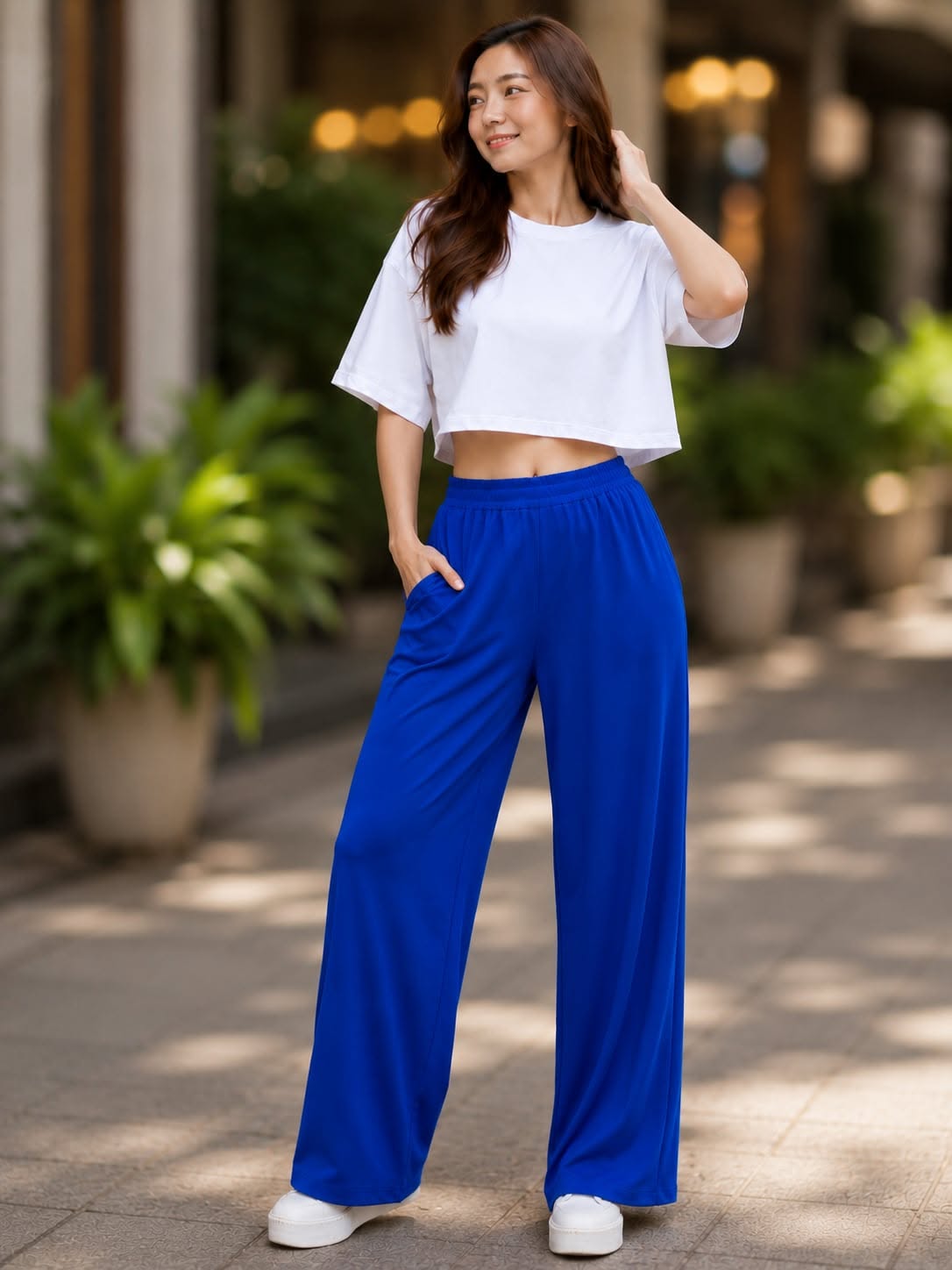 XDM-Chic Comfort Cotton Spandex Cropped Tee & Wide-Leg Lounge Pants Terno SetXDM-Chic Comfort Cotton Spandex Cropped Tee & Wide-Leg Lounge Pants Terno Set