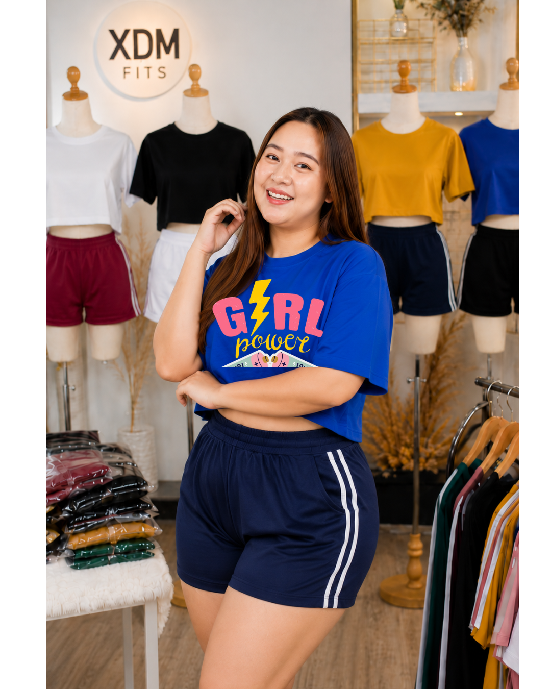 XDM-Girl Power Cotton Spandex Crop Top with Yonex Shorts | Plus Size Terno Set