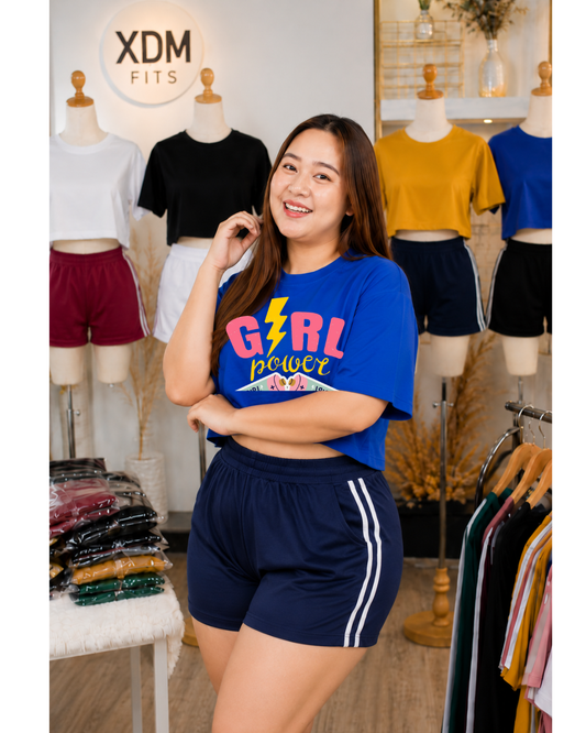 XDM-Girl Power Cotton Spandex Crop Top with Yonex Shorts | Plus Size Terno Set