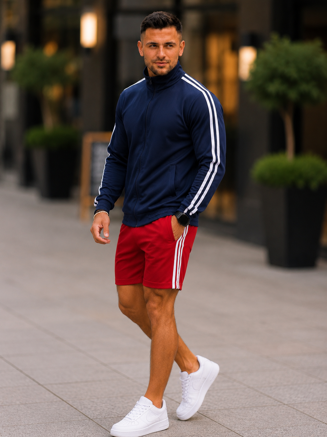 XDM-Men's Premium  Sports Tracksuit Set | Zip-Up Jacket + Athletic Shorts