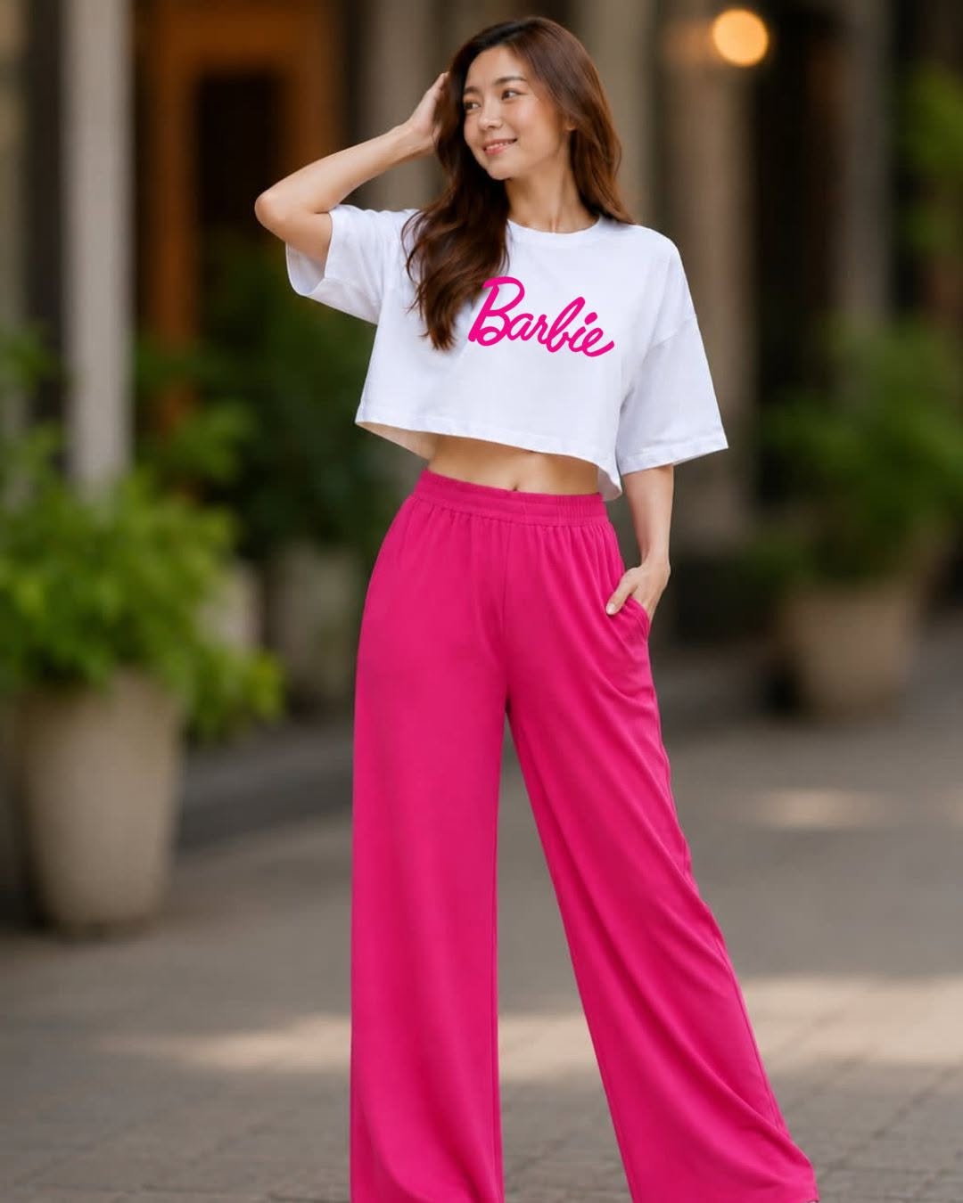 XDM-Chic Comfort Cotton Spandex Cropped Tee & Wide-Leg Lounge Pants Terno SetXDM-Chic Comfort Cotton Spandex Cropped Tee & Wide-Leg Lounge Pants Terno Set