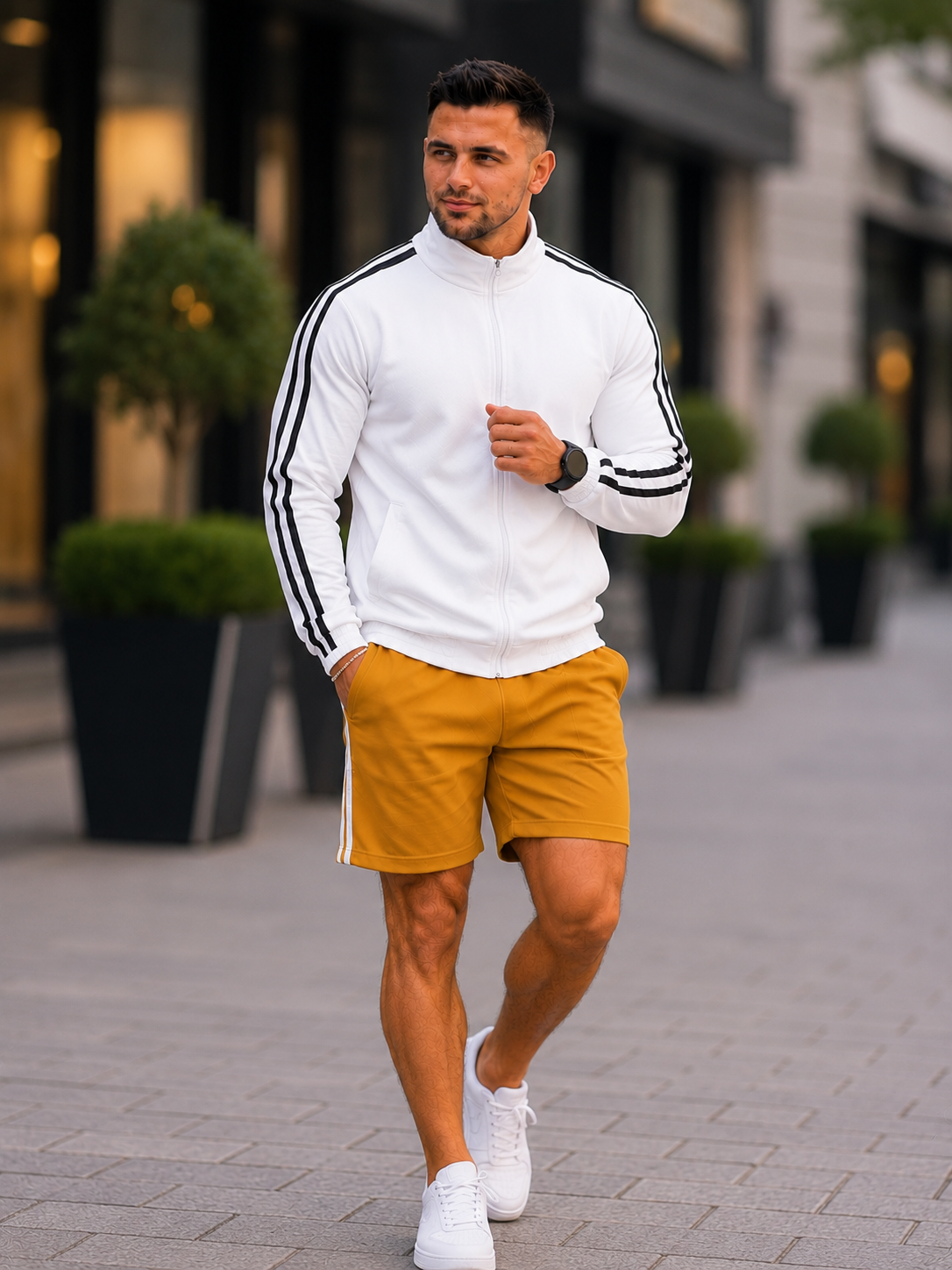 XDM-Men's Premium  Sports Tracksuit Set | Zip-Up Jacket + Athletic Shorts