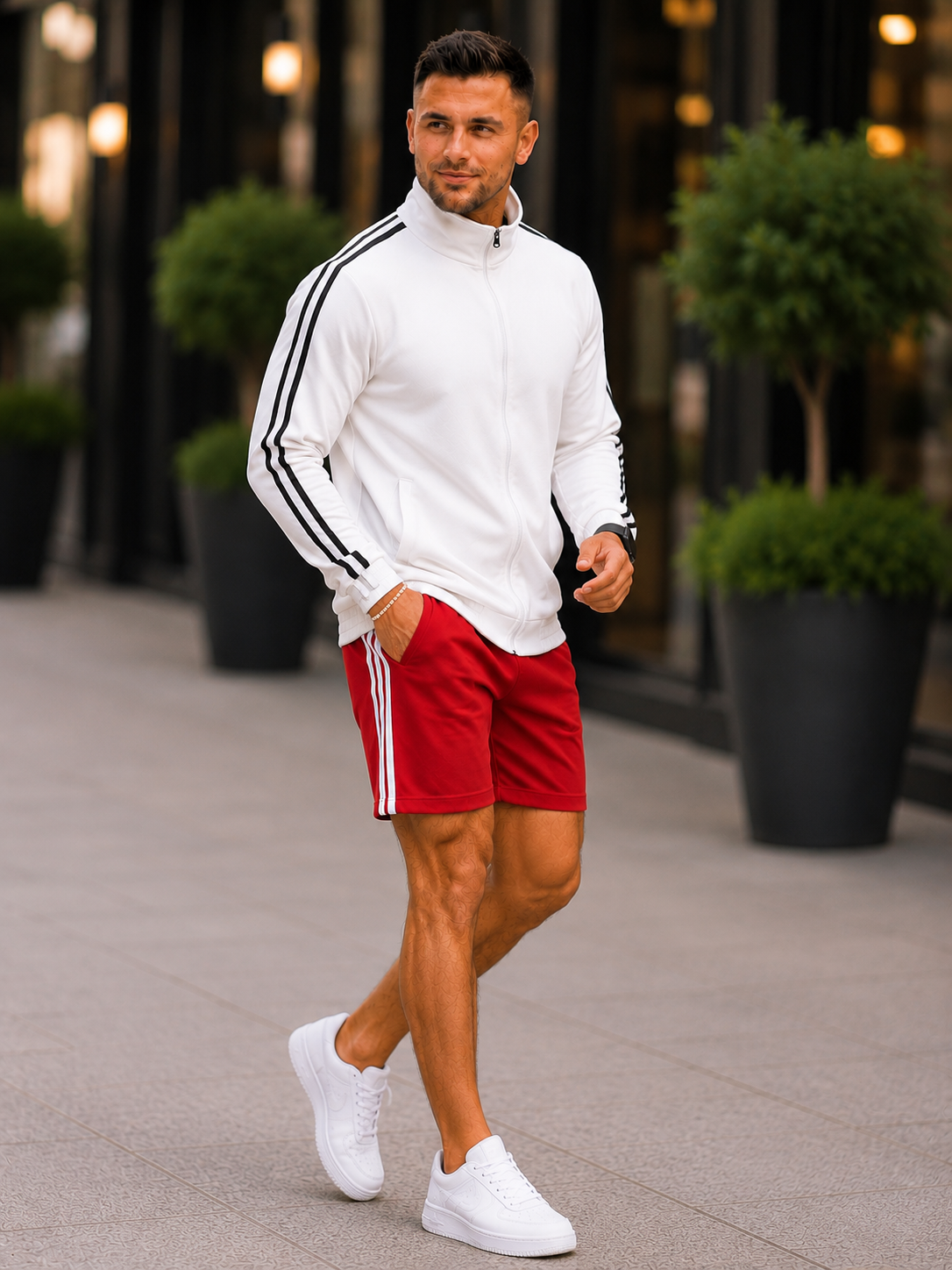 XDM-Men's Premium  Sports Tracksuit Set | Zip-Up Jacket + Athletic Shorts