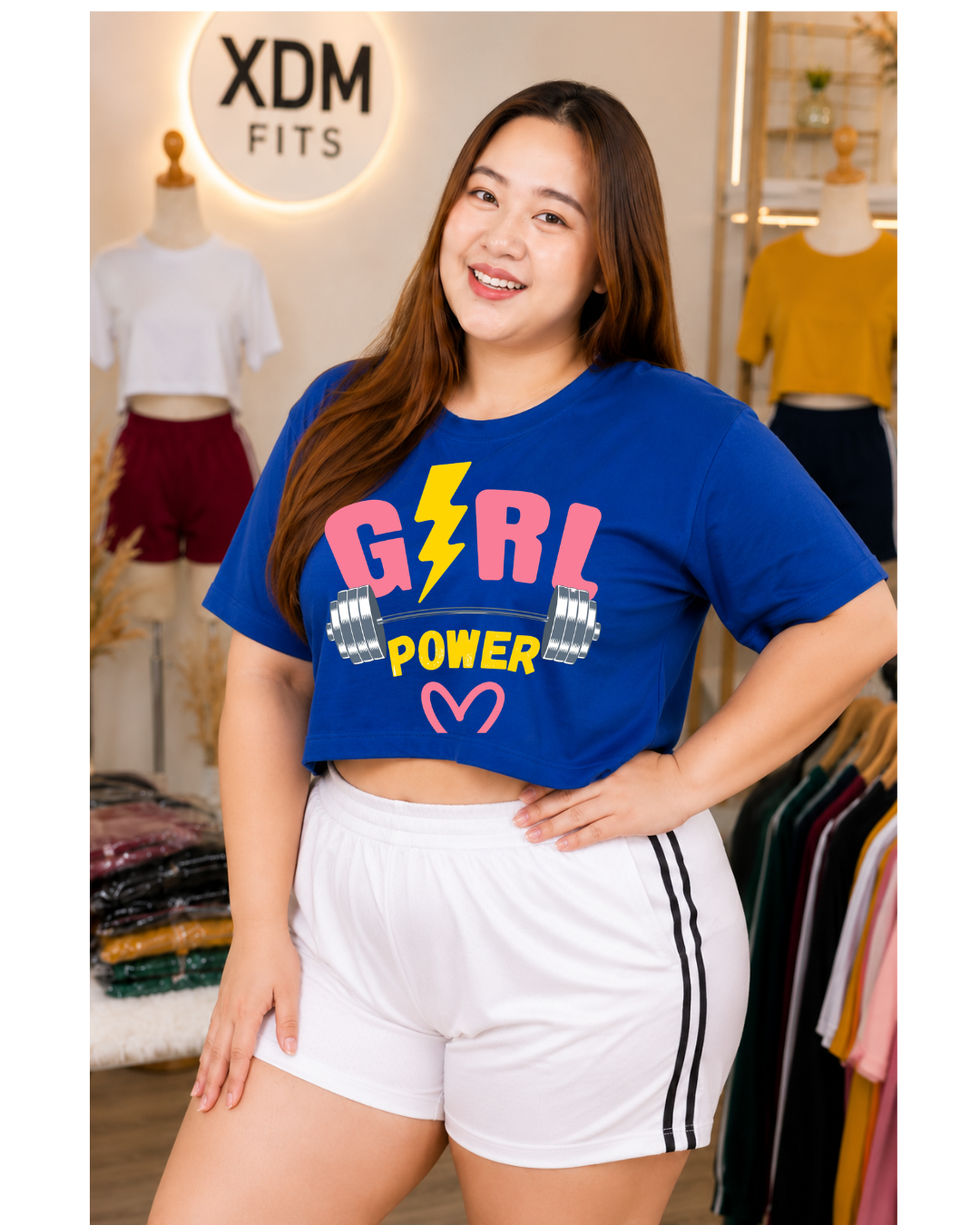 XDM-Girl Power Cotton Spandex Crop Top with Yonex Shorts | Plus Size Terno Set