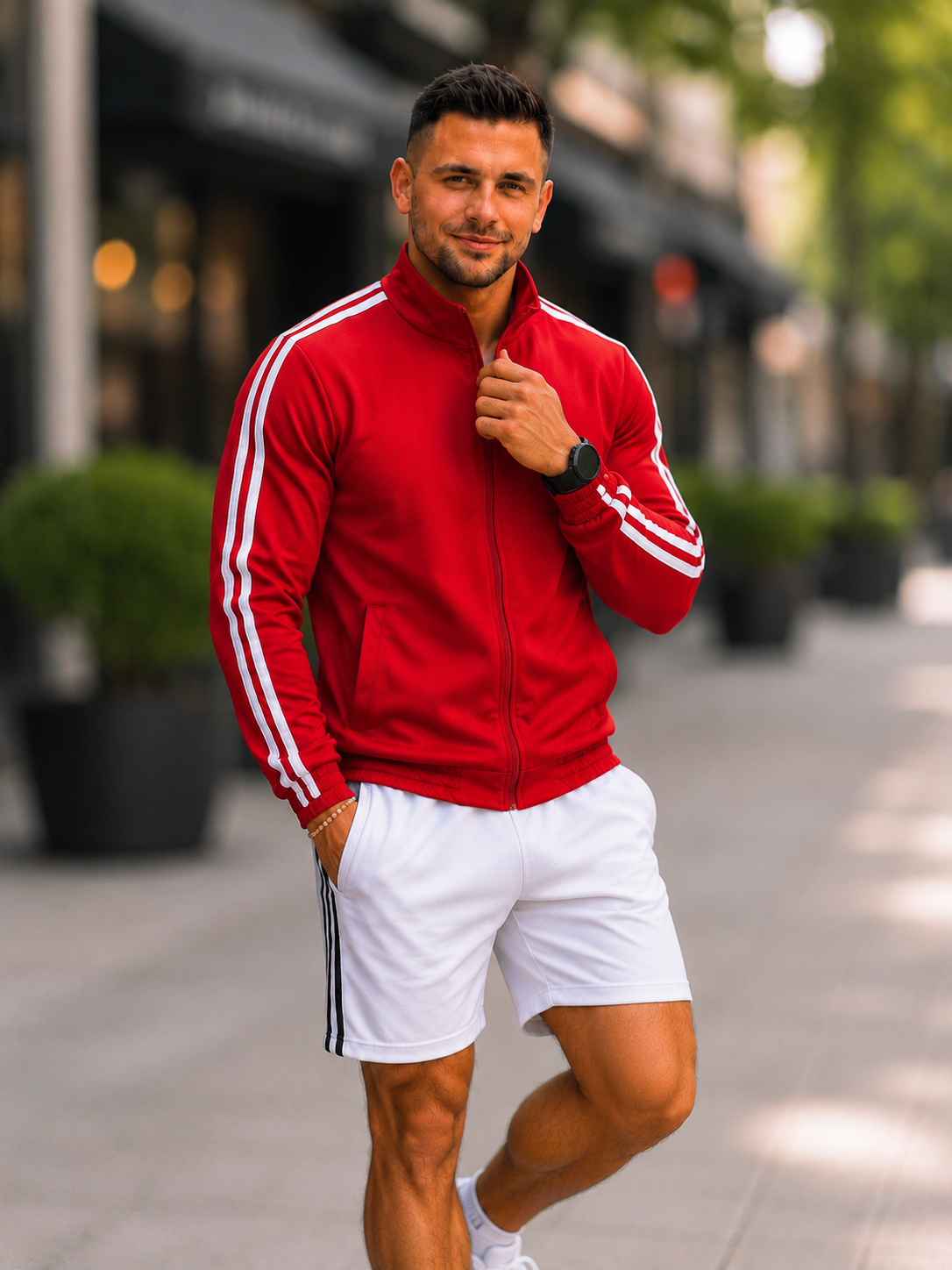 XDM-Men's Premium  Sports Tracksuit Set | Zip-Up Jacket + Athletic Shorts