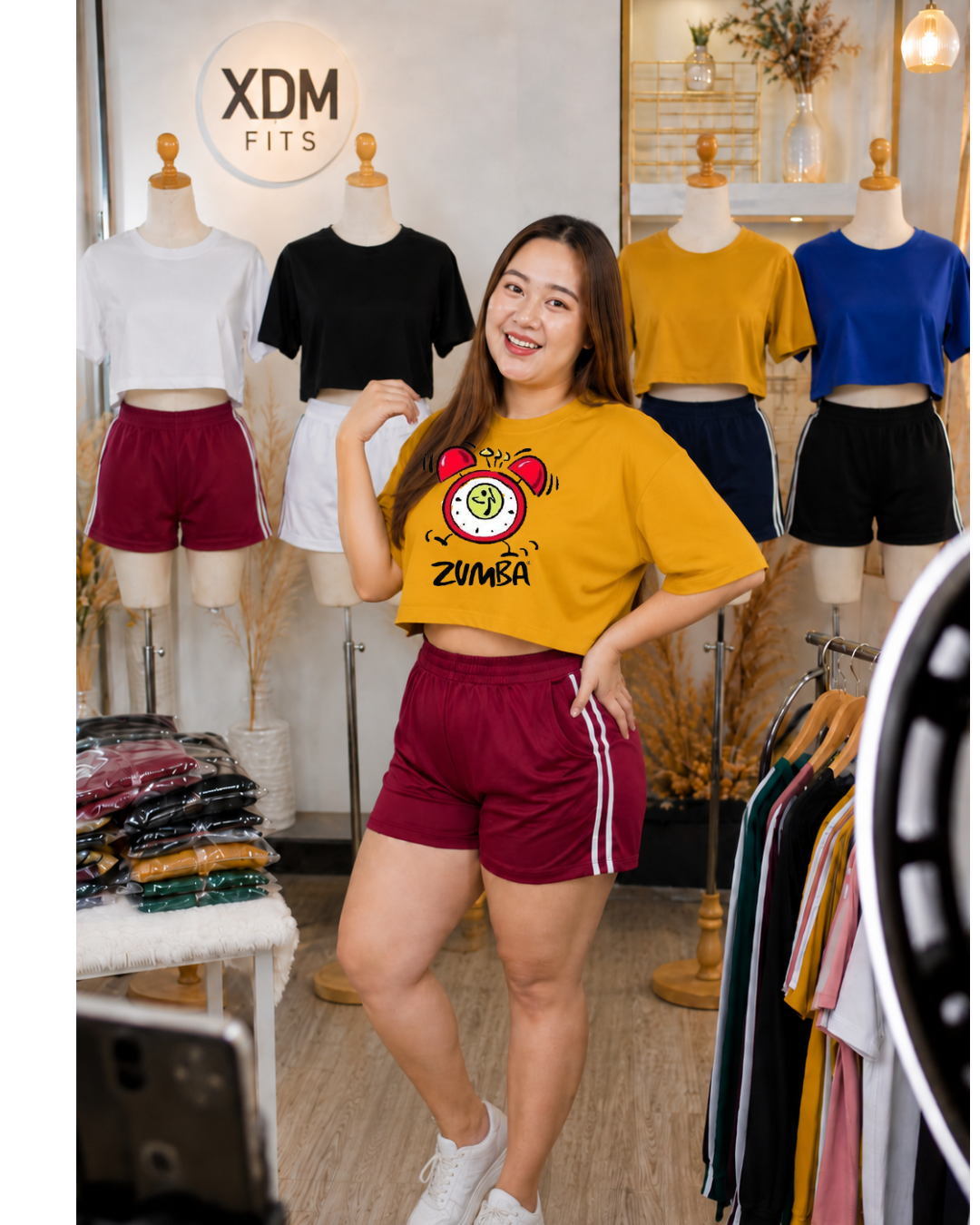 XDM-Girl Power Cotton Spandex Crop Top with Yonex Shorts | Plus Size Terno Set