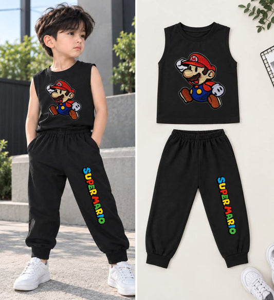 XDM-Ralph Kids Sando & Jogger Set for Boys | Cotton Sando Top + Mini Terry Jogger Pants with Pockets | Best Fit 3–6 Years Old