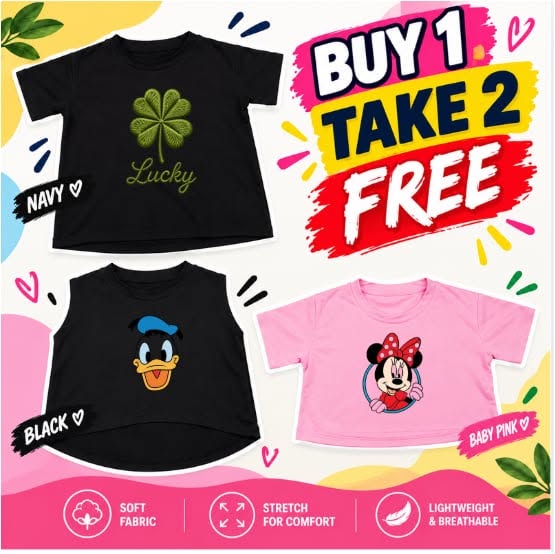 XDM-Kids Cotton Spandex Girls Basic Top  | Soft Stretchy Comfy Outfit | Buy 1 Take 2 Free