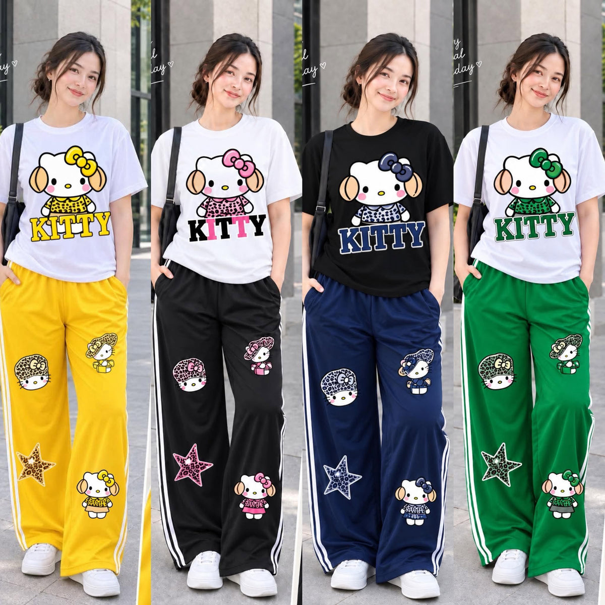 XDM-DRIALYN COORDS Set for Women | Dri-Fit Top + Yonex Wide Leg Pants | Casual Sporty Korean Style | DTF Print
