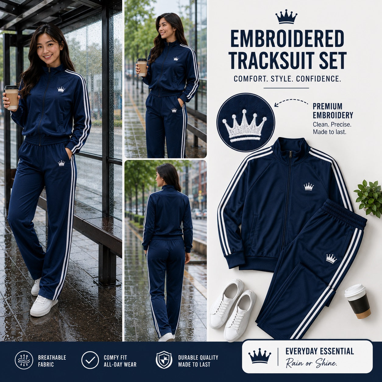 XDM-Premium Stripe Tracksuit Terno | Yonex Jersey Fabric | Custom Or Ready Made Embroidered Logo