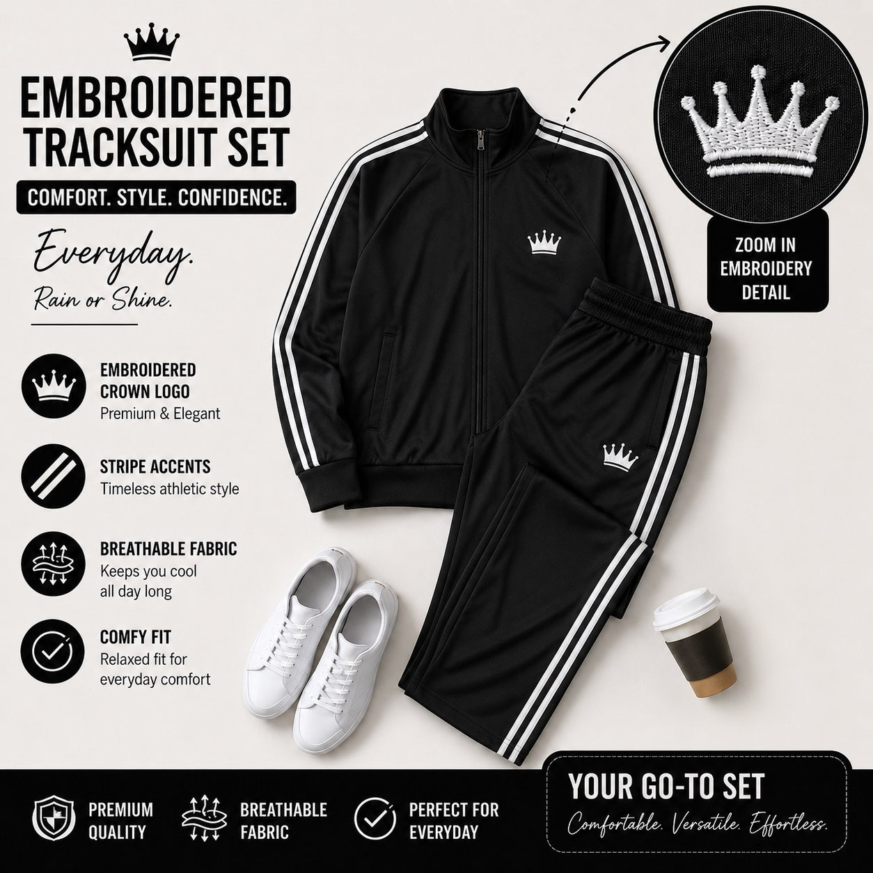XDM-Premium Stripe Tracksuit Terno | Yonex Jersey Fabric | Custom Or Ready Made Embroidered Logo