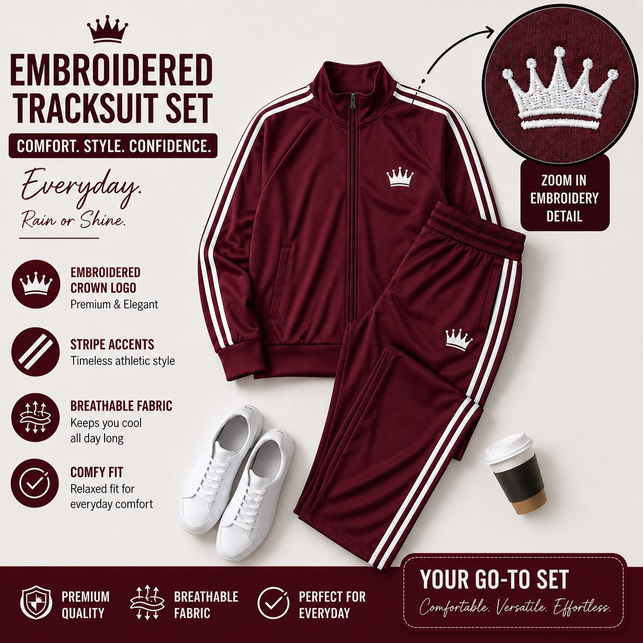 XDM-Premium Stripe Tracksuit Terno | Yonex Jersey Fabric | Custom Or Ready Made Embroidered Logo