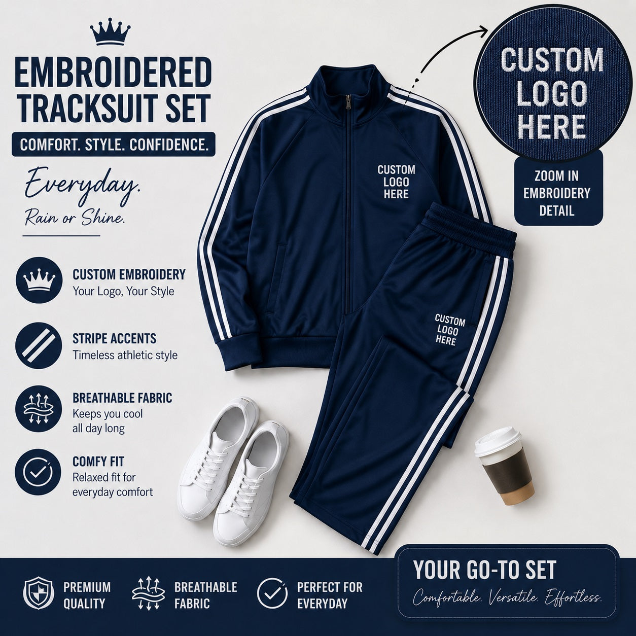 XDM-Premium Stripe Tracksuit Terno | Yonex Jersey Fabric | Custom Or Ready Made Embroidered Logo