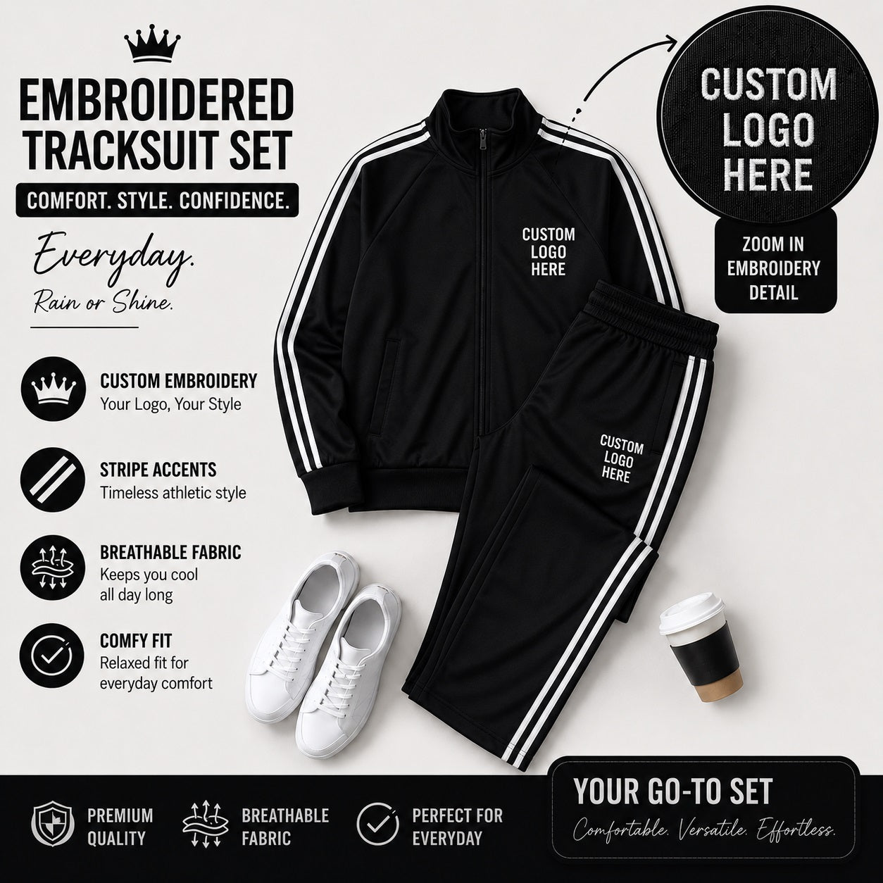 XDM-Premium Stripe Tracksuit Terno | Yonex Jersey Fabric | Custom Or Ready Made Embroidered Logo