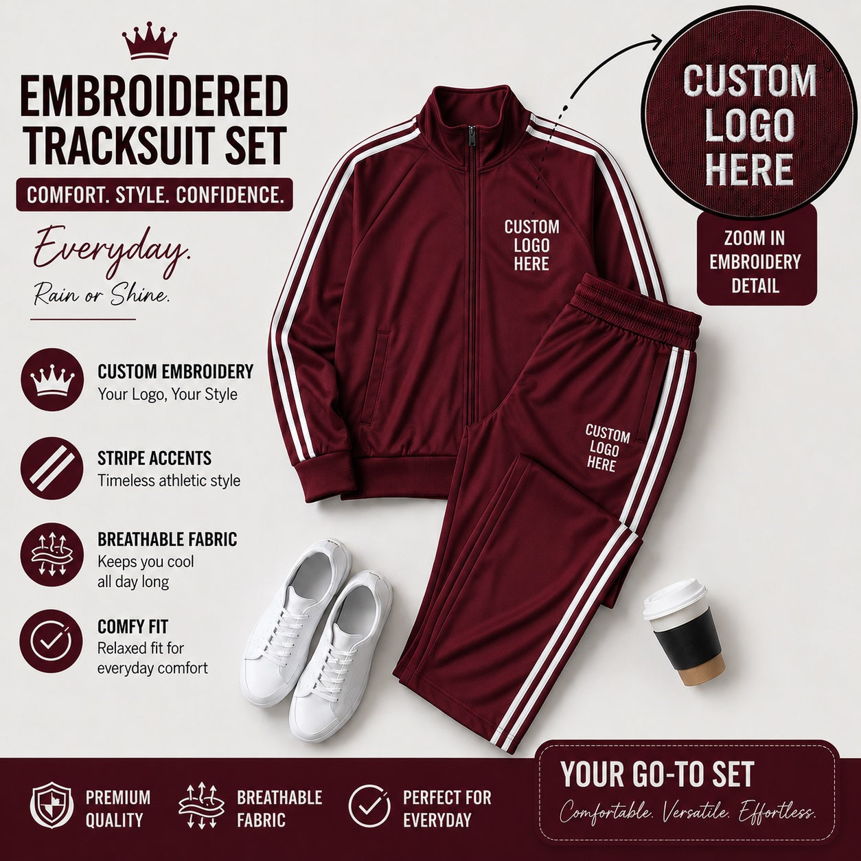 XDM-Premium Stripe Tracksuit Terno | Yonex Jersey Fabric | Custom Or Ready Made Embroidered Logo